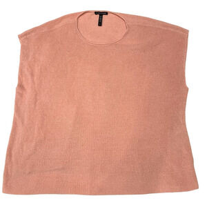 Eileen Fisher Womens Linen Beachy Sweater Size L Salmon Pink Boxy Lagenlook
